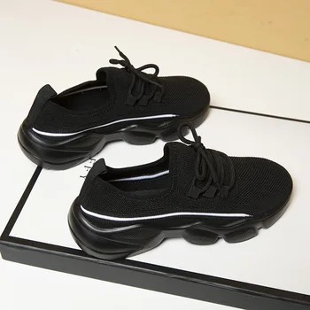 Нови Модни Дамски маратонки От Еластична тъкан, Дишащи Тенис De Mujer, Ежедневни Дамски Вулканизированная обувки дантела, Обувки На платформа