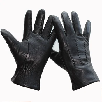 Нови мъжки черни ръкавици от естествена кожа, модерен, зашити на ръка, от еленова кожа на кожата, за колоездене, бутик за шофиране, кратък параграф за маникюр