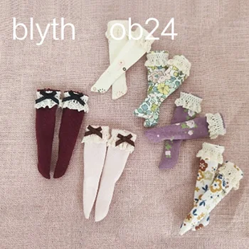 Нови чорапи Blyth, модни дантелени чорапи с цветен модел и лък, чорапи за кукли YMY24 Ob24 Azone Licca, аксесоари за кукли