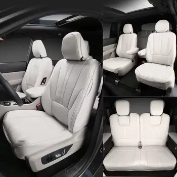 Обичай Калъф За авто седалка 3 реда с 6-8 Седалки Кожен Калъф За Toyota LC Prado Highlander 7 seaters Sienna Mazda 5