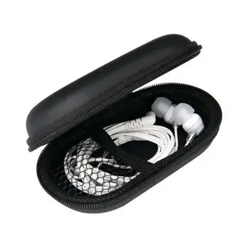 Овални чанта за съхранение на слушалки, вграден мрежест джоб, универсална портативна водоустойчива кутия за слушалките, калъф с цип, аксесоари за слушалки