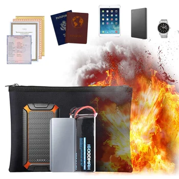 Огнеупорна чанта за документи, водоустойчив пари чанти, противопожарна чанта за съхранение с цип, държач за пликове с пари в брой на файлове за вашия домашен офис
