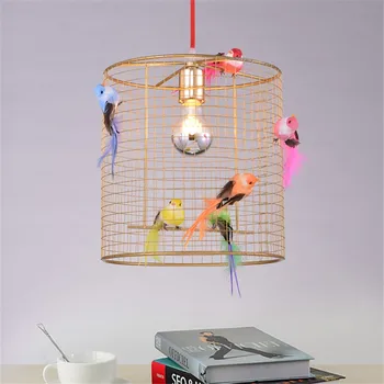 Окачен лампа Petite Voliere Творчески птичи лампа в скандинавски стил Loft, началната дневна, лампа за спални, златна осветление за домашно кафе