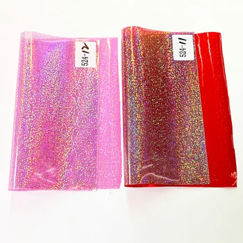 Отпечатани лазер с глоба точка на възпламеняване синтетични листове от TPU холографски изкуствена кожа за чанти, обици, заколок, diy 30x135 см