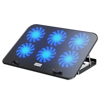 Охлаждаща поставка за гейминг лаптоп Cooler 15,6 17,3 инча 18-инчов сензорен дисплей 6 вентилатори 2 USB порта поставка за лаптоп на притежателя на таблета