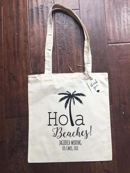 персонализирани чанти-тоут Hola Beaches за сватба, рожден ден, благодаря, чанти-тоут за моминско парти, холщовые чанти-тоут за шаферки