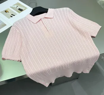 Плетени блузи с къс ръкав, приталенная версия, ежедневна мода 2023, лятна новост 0414