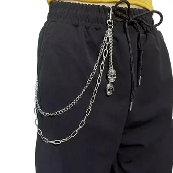 Поясная верига с пискюл и черепа, модни верига от с сплав в готически стил, панталони-верига Steet