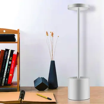 Преносима модерна алуминиева led настолна лампа, метал настолна лампа с регулируема яркост, USB-акумулаторна настолна лампа, модерен нощна лампа