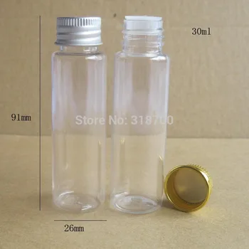прозрачен PET бутилка 100x30 мл с алуминиев капак, пластмасова бутилка за крема обем 1 унция контейнер.pet опаковка обем 30 куб. см
