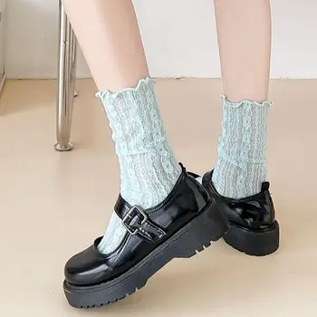 Прозрачни пролет-лято окото тънки памучни женски прозрачни чорапи, корейски дантелени чорапи, чорапи носочные изделия с флорални принтом