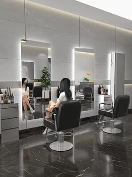 Просто огледален масичка в бръснарницата, огледало за салона за красота с led подсветка, специална интеграция в фризьорски салон