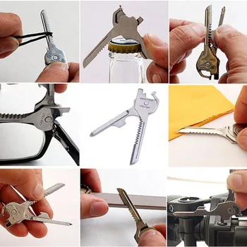 Пръстен във формата на мини-ключ, отварачка за джобове, отвертка, комплект ключодържатели, инструмент за оцеляване, многофункционален, тактически, многофункционален нож