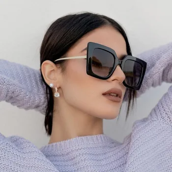 Реколта квадратни слънчеви очила, дамски градиентные модерни слънчеви очила, дамски огледални очила с големи рамки, ретро марка дизайнерски обувки Oculos De Sol
