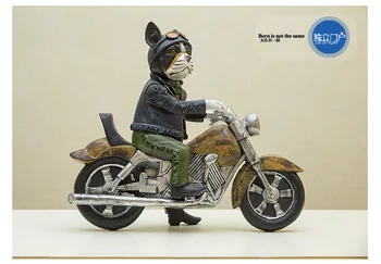 Реколта скулптура на мотоциклет от смола, статуя на бик, украса за кучета, начало декор, украса на офис