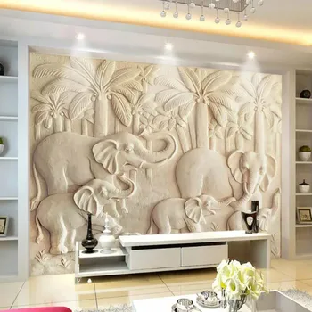 Релеф от пясъчник с отпечатан във формата на слон от югоизточна Азия, стенни тапети за ТЕЛЕВИЗИЯ, музика за фон боядисване, тапети за хол, спалня, 3D