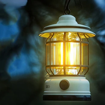 Ретро Градинска Лампа за Къмпинг Type-C Бързо Зареждане на Осветление Декоративна Водоустойчива Лампа За Палатка Преносим Фенер За Къмпинг 2023