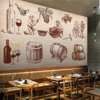 Ретро-европейски и американски процес на производство на вино, тапети за стените, 3D-бар, винарска изба, индустриален декор, стенописи, тапети Papel De Parede 3D