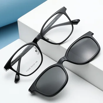 Ретро квадратни поляризирани слънчеви очила, мъжки, женски, с магнитен клипс, слънчеви очила, мъжки, оптични, rx, рамки за очила, магнитни ключалки
