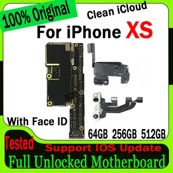 С/Без Face ID За iPhone XS дънна Платка Безплатна Icloud, 100% Оригинална Разблокированная Пълна Чип Добра Протестированная Логическа такса 64 GB, 256 GB, 512 GB