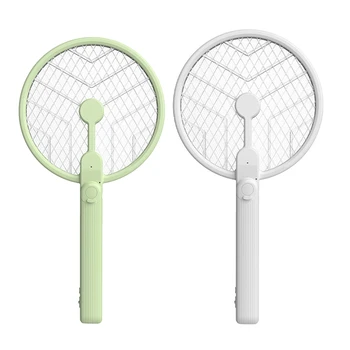 Сгъваема електрическа мухобойка от комари, 4 В 1, USB електрическа лампа от комари, зелена