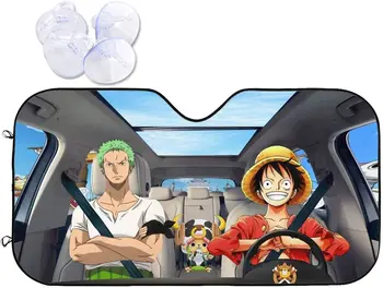 Сенника на предното стъкло на превозното средство Luffy Аниме Сгъваема кола сенника на предното стъкло на сенника за автомобилни аксесоари, подходящи за повечето автомобилни предните прозорци