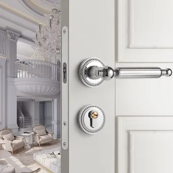 Система за заключване на вратите от с сплав с покритие от сребро, дървени брави, разъемная дръжка за спалня, набор от брави за европейски и американски стайни брави