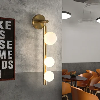 Скандинавски монтиран на стената лампа със стъклена топка, лампа за дневна, златисто-черно кафе-сладкарница, лампа G9, лампа за спални, домашен дизайн, осветителното
