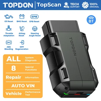 Скенер TOPDON TopScan Lite Интелигентен инструмент за диагностика Ръководство за ремонт на СИДДО четец за кодове Bluetooth OBD2
