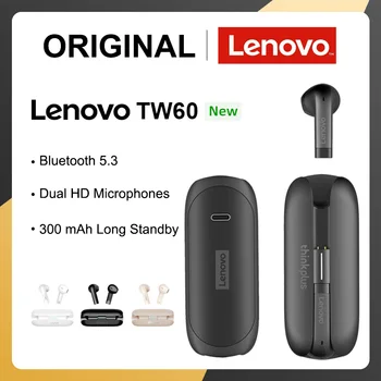 Слушалки Lenovo TW60 TWS Безжични Bluetooth 5,3 TW60W Слушалките С Шумопотискане 300 ма В режим на дълго очаквания TW60B Слушалки С Двоен HD, Микрофон