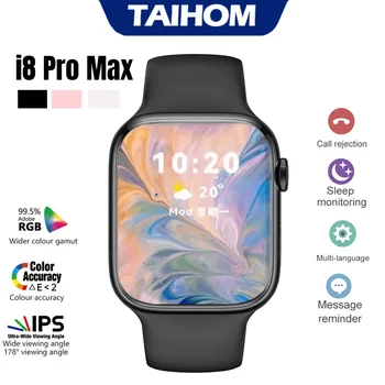 Смарт часовници TAIHOM I8 PRO MAX с пълен сензорен екран HD, спортни, фитнес със син зъб, за мъже, за жени, за наблюдение на кръвното налягане, сърцето