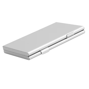 Сребрист алуминиев калъф за съхранение на карти с памет, кутия, стойка за 24 карти TF Micro SD