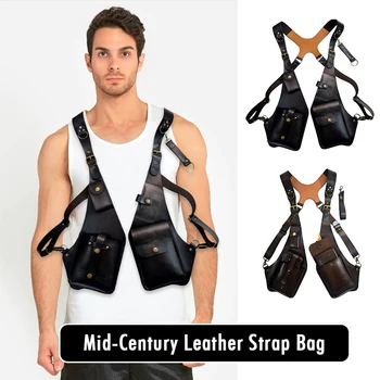 Средновековен кожен колан, чанта за подмишниците, поясная унисекс чанта в стил steampunk, Хелоуин, на открито, Ретро, Регулируема джоб за портфейл с цип