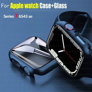 Стъкло + Калъф За Apple Watch case 45 мм 41 мм 44 мм 40 мм 42 мм 38 мм iWatch 8 3 6 SE Защитно фолио За дисплея на Apple watch серия 7 Аксесоари