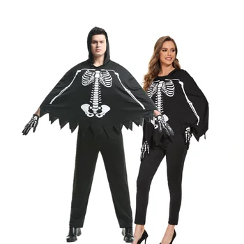 Сценичното представяне на Хелоуин, страшен костюм за двойки зомби-скелети, вампири, Мексиканския ден на мъртвите, за прикриване на черепа, рокля за cosplay
