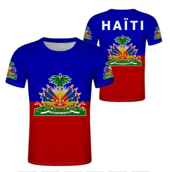Тениска с националния флаг ХАИТИ, Френската Република Хаити, модерна и интересна тениска с националния флаг Хаити, тениска с националната емблема