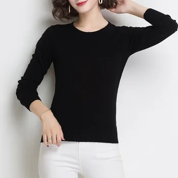 тънък пуловер жена, приталенная долната женска риза с дълъг ръкав 2023 нови пролетно-есенни къса дизайнерски пуловер с кръгло деколте 5597