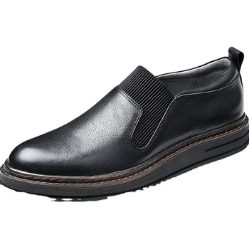 Удобни дишащи дизайнерски обувки, мъжки лоферы, обувки за шофиране, есенно-пролетно мъжки обувки в стила на британския ретро от телешка кожа в бизнес стил