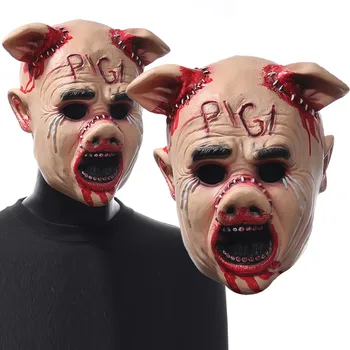 Ужасна трион, Плачеща маска със свинска глава, Cosplay, Кървава Демон, каска убийци на животни, Хелоуин, Карнавал, реквизит за парти в нощен клуб