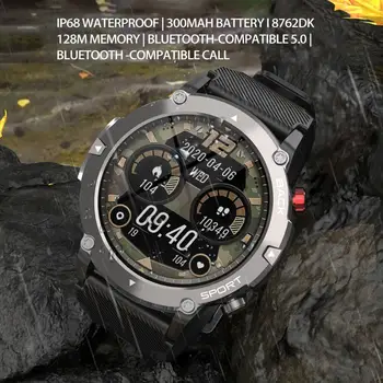 Умен часовник AMZ C21 БТ Разговори IP68, дълбока водоустойчив, няколко спортни режими, военни тактически часовник за фитнес, тракер ежедневието