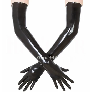 Унисекс ръкавици от латекс, каучук, черни лети безпроблемно фетиш-ръкавици с дължина до рамото, кульб-дрехи, костюми за cosplay за жени