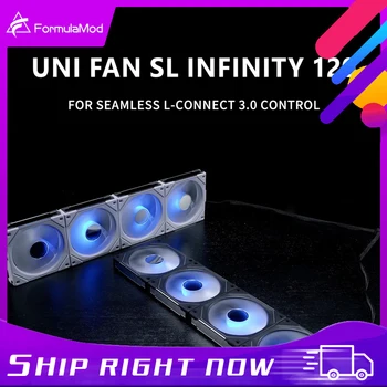 Фен Lian Li UNI SL Infinity 120, Огледален фен ARGB с ромашковой на веригата, Система L-Connect 3.0, Черно-Бяла на цвят, UF-SLIN120