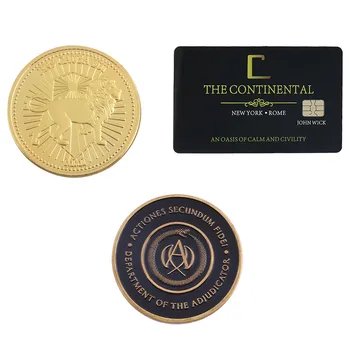 Филм на Джон Уикенд Cosplay Златна монета Континентален карта на хотела Съдия Черен медальон Колекция подпори
