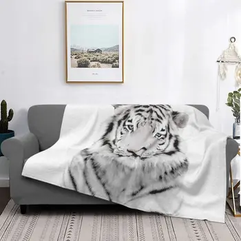 Фланелевое одеяло с шарките на белия тигър, пролетно-есенна гора с тропически животни, дышащее леко одеяло, домашен диван, килим