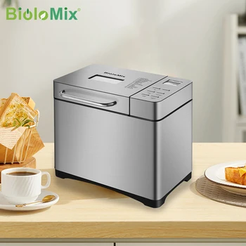 Хлебопечка BioloMix 19-в-1 от неръждаема стомана, автоматична хлебопечка с дозатор за плодове и ядки 3 размери на хляба
