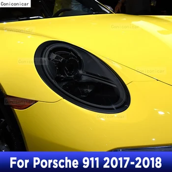 Цвят на Автомобилни Фарове Против Надраскване, Опушен-Черна Защитно Фолио, Самовосстанавливающиеся Етикети От TPU За Porsche 911 2017-2018, Аксесоари