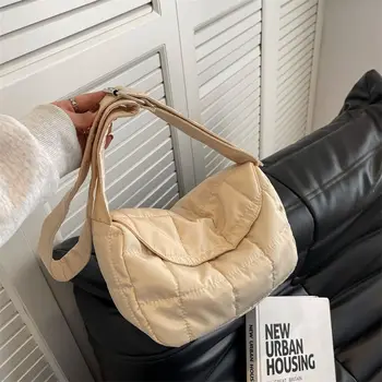 Чанта на едно рамо, космическа памучен модерна чанта през рамо с голям капацитет, женствена чанта през рамо, чанта-месинджър