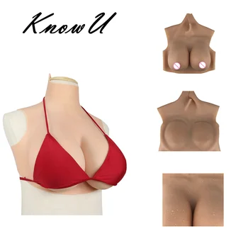 Чаша KnowU H, реалистична силиконови гърди, големи гърди за кроссдрессинга, висока яка, без ръкав, фалшива гърдите, cosplay