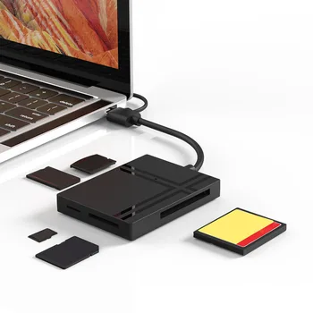 Четец на карти 4-в-1 USB3.0/USB-C SD Micro SD TF CF MS Адаптер за Компактна флаш-карта за Преносими КОМПЮТРИ на Четец за смарт карти Multi OTG