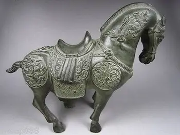 Чудесна китайска бронзова статуя на кон, вырезанная със скулптура на дракон Безплатна доставка